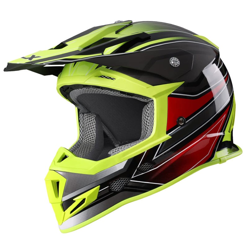 GLX GX23 Dirt Bike/Motocross Helmet - Sear Yellow, X-Large - DOT Approved - Image 1